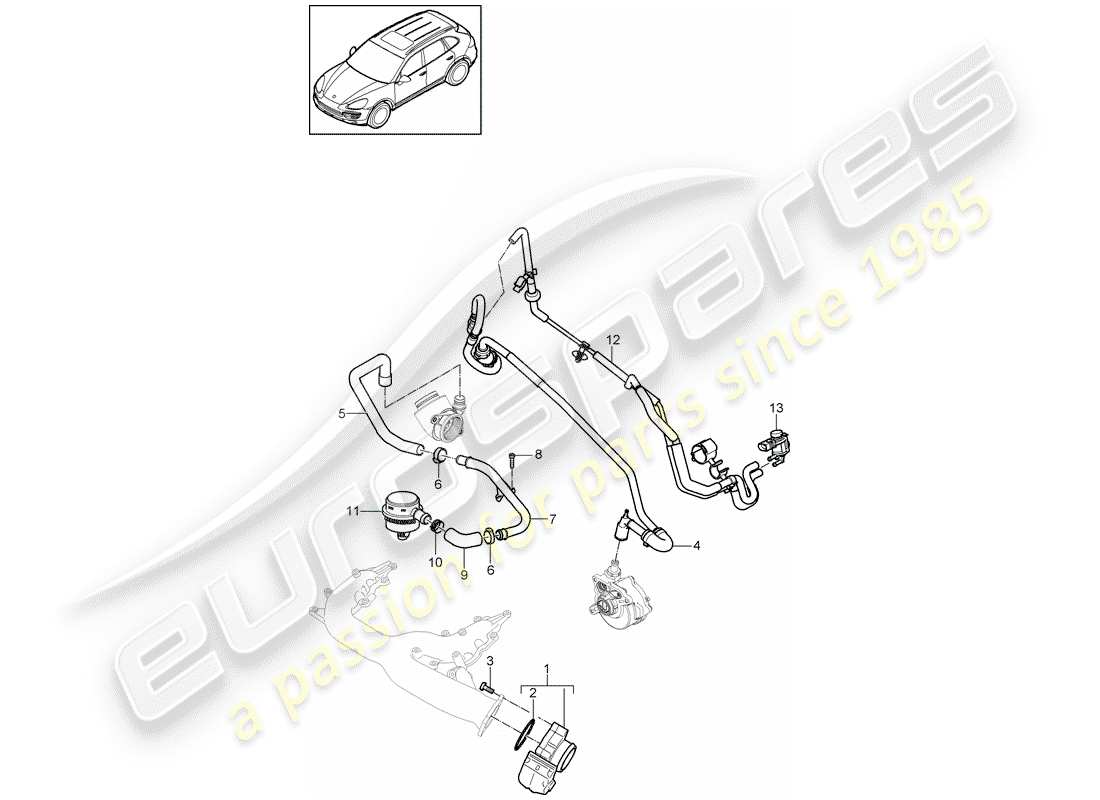 porsche 2014 (cayenne e2 92a) throttle valve adapter crankcase housing ventilation part diagram