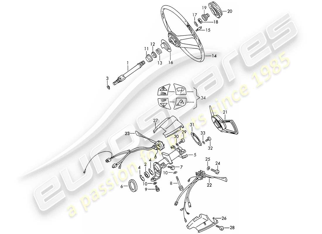 porsche 1966 (911/912) intermediate steering shaft - steering wheel - steering column switch - d - mj 1968>> - mj 1968 part diagram