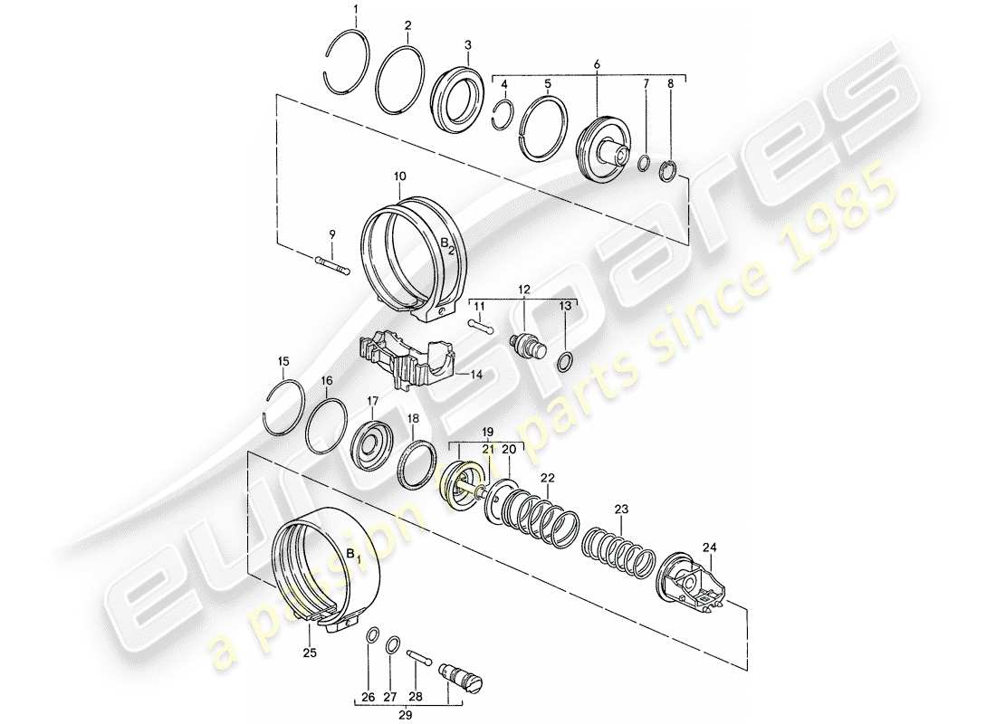 porsche 1990 (928) automatic transmission - brake bands part diagram