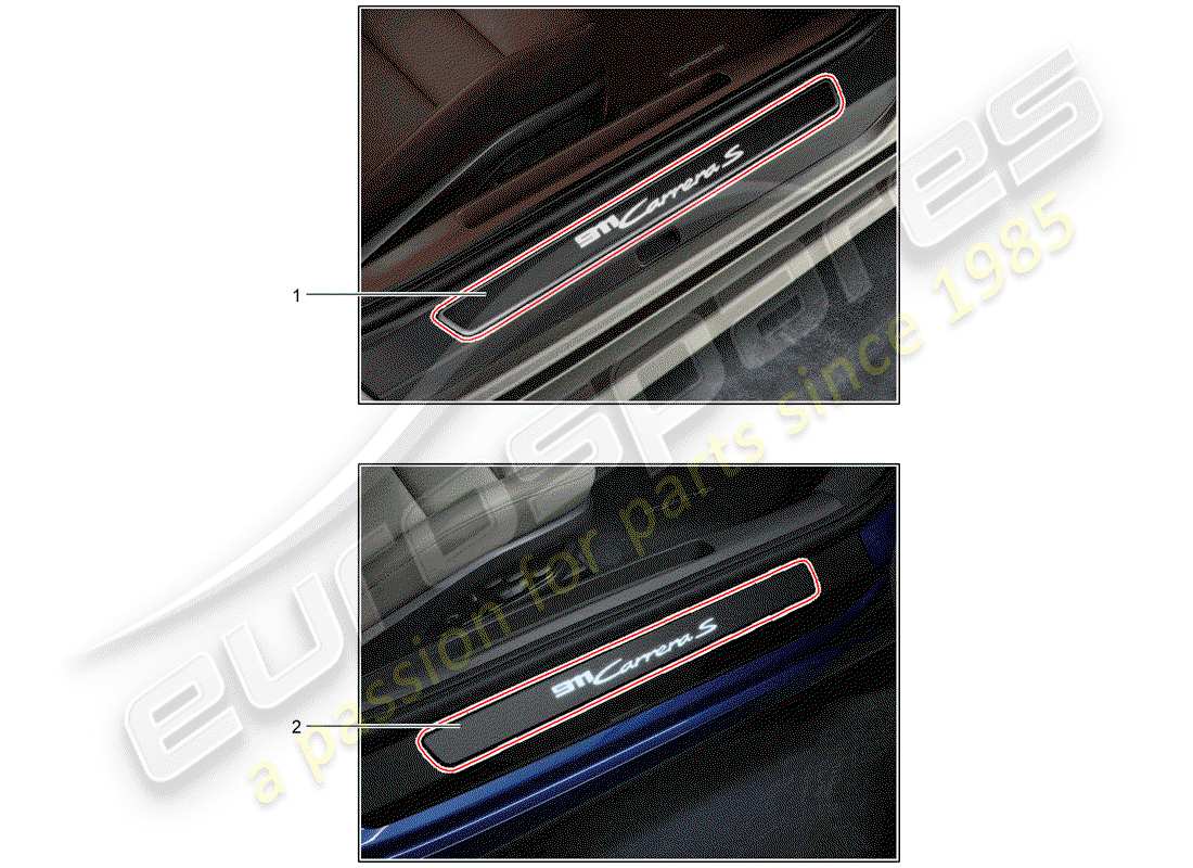 porsche 2015 (tequipment 98x/99x) scuff plate - sill panel parts diagram