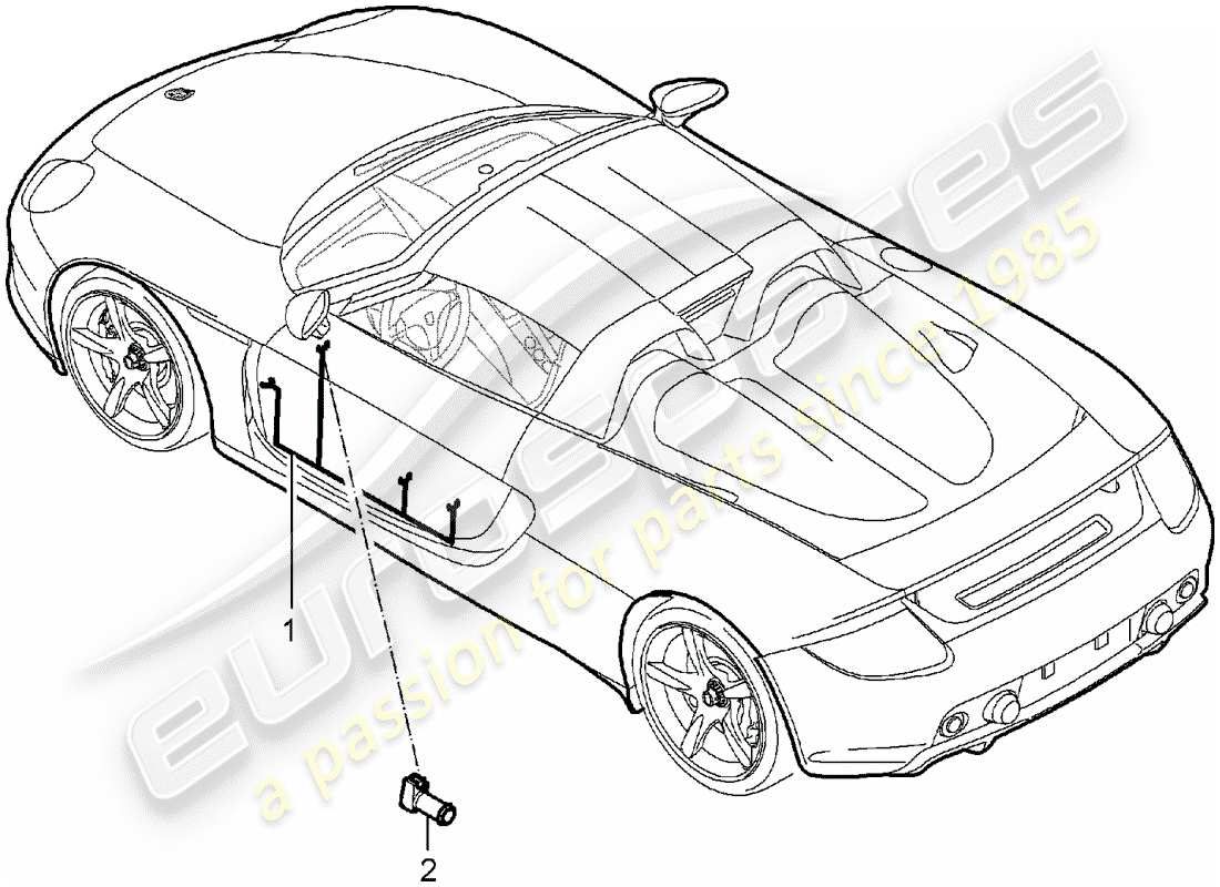 porsche 2004 (carrera gt) wiring harnesses - driver's door - passenger's door parts diagram