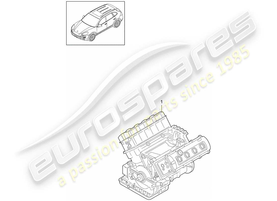 porsche 2013 (cayenne e2 92a) base engine comprising: valve cover cylinder head crankcase housing crank drive oil sump part diagram