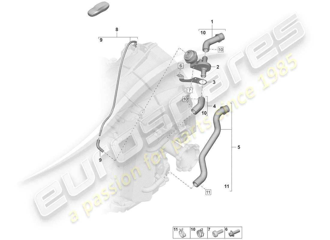 porsche 2020 (992-1) 8-speed dual clutch gearbox - pdk - cooling system for gear oil parts diagram