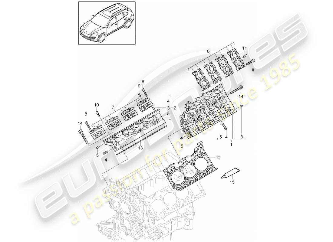porsche 2013 (cayenne e2 92a) cylinder head part diagram