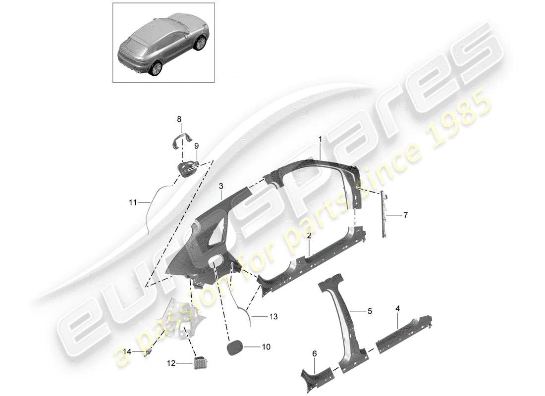 porsche 2020 (macan) side part outer parts diagram