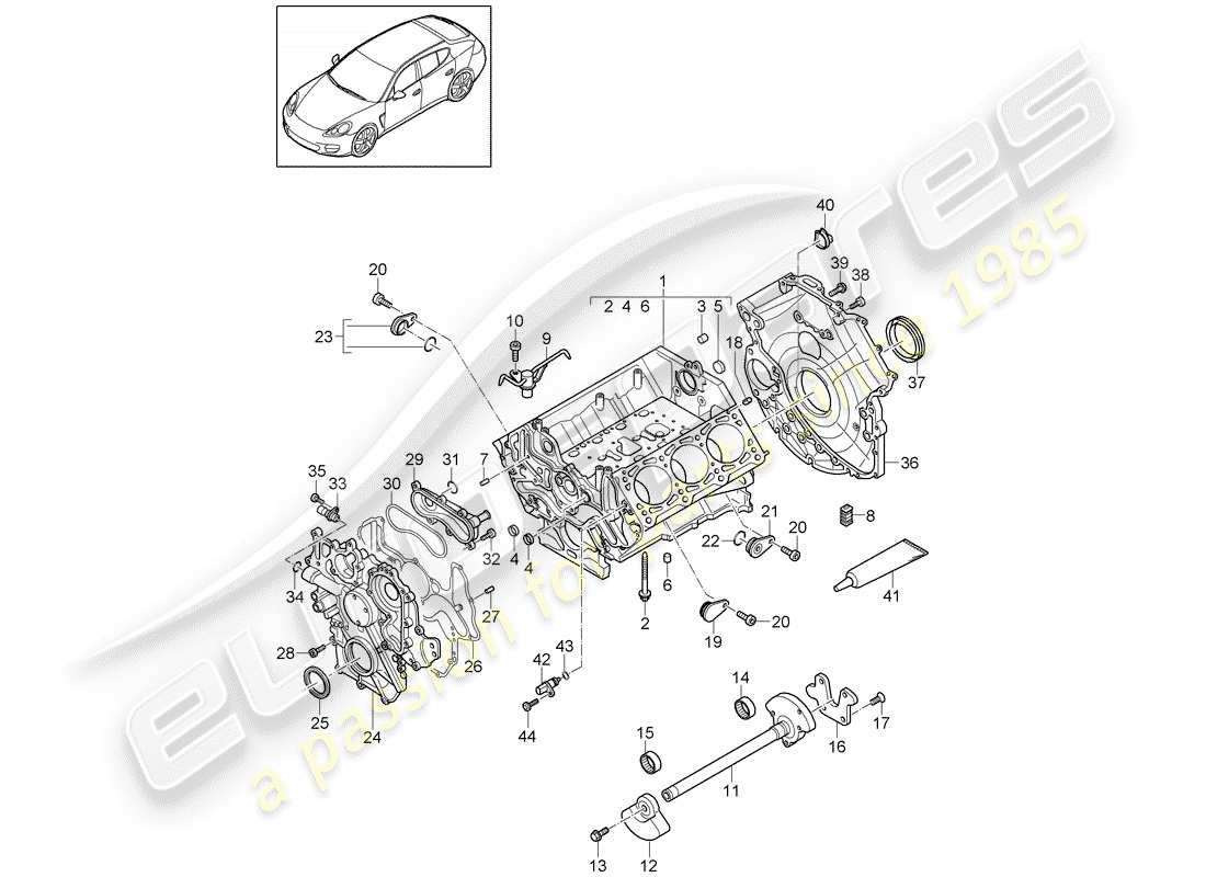 porsche 2010 (panamera 970) crankcase housing individual parts part diagram