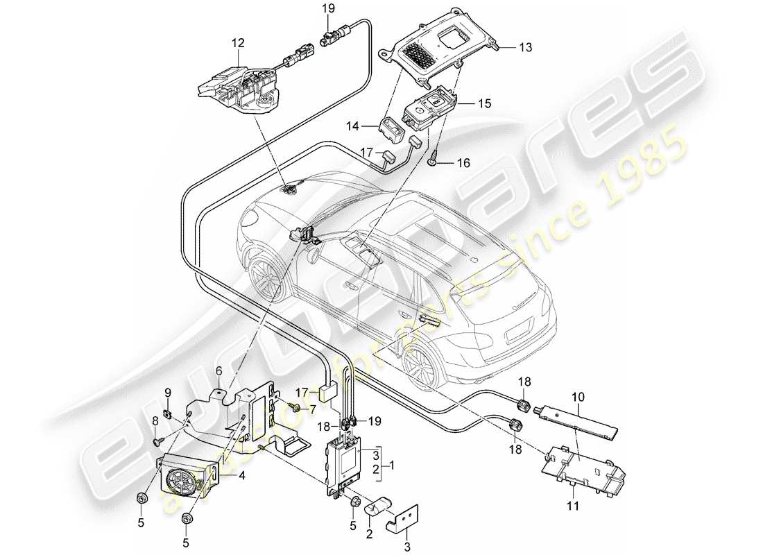 porsche 2016 (cayenne e2 92a) emergency call module d - mj 2017>> part diagram