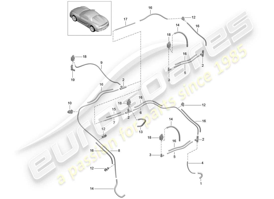 porsche 2016 (981 boxster spyder) vacuum system engine parts diagram