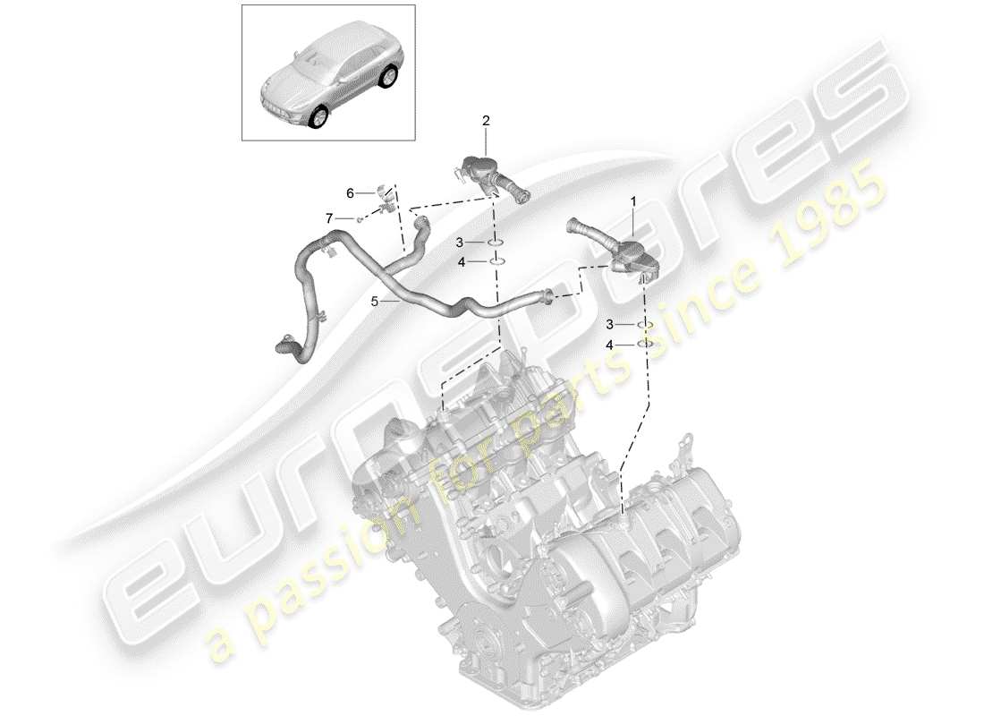 porsche 2018 (macan) crankcase housing ventilation part diagram