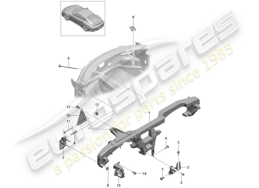 porsche 991 turbo (2019) retaining frame parts diagram