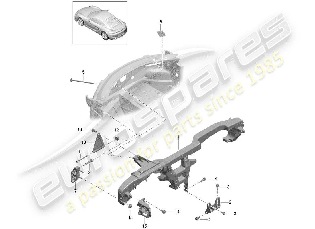 porsche 2016 (981 cayman gt4) retaining frame dashboard part diagram