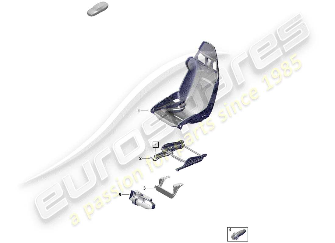 porsche 2020 (718 boxster spyder) bucket seat seat shell parts diagram