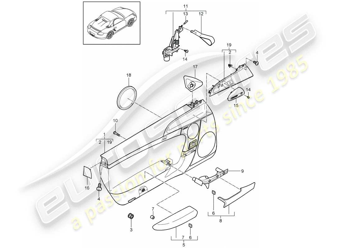 porsche 2010 (987 boxster) door panel accessories d - mj 2010>> parts diagram