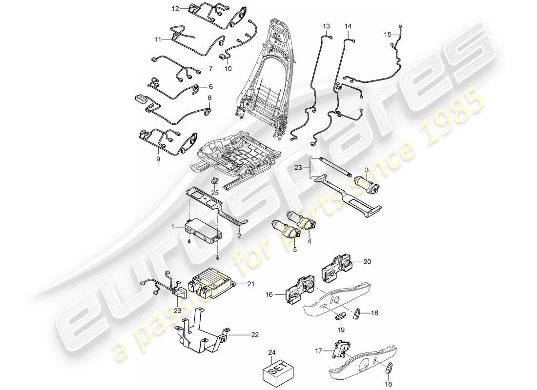 porsche 2011 (987 boxster) wiring looms switch control unit electric motor standard seat comfort seat parts diagram