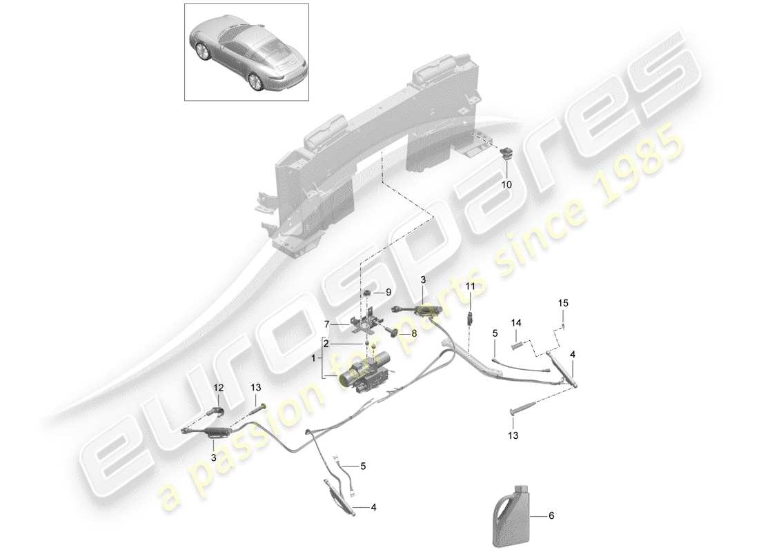 porsche 2014 (991-1) convertible top drive unit parts diagram