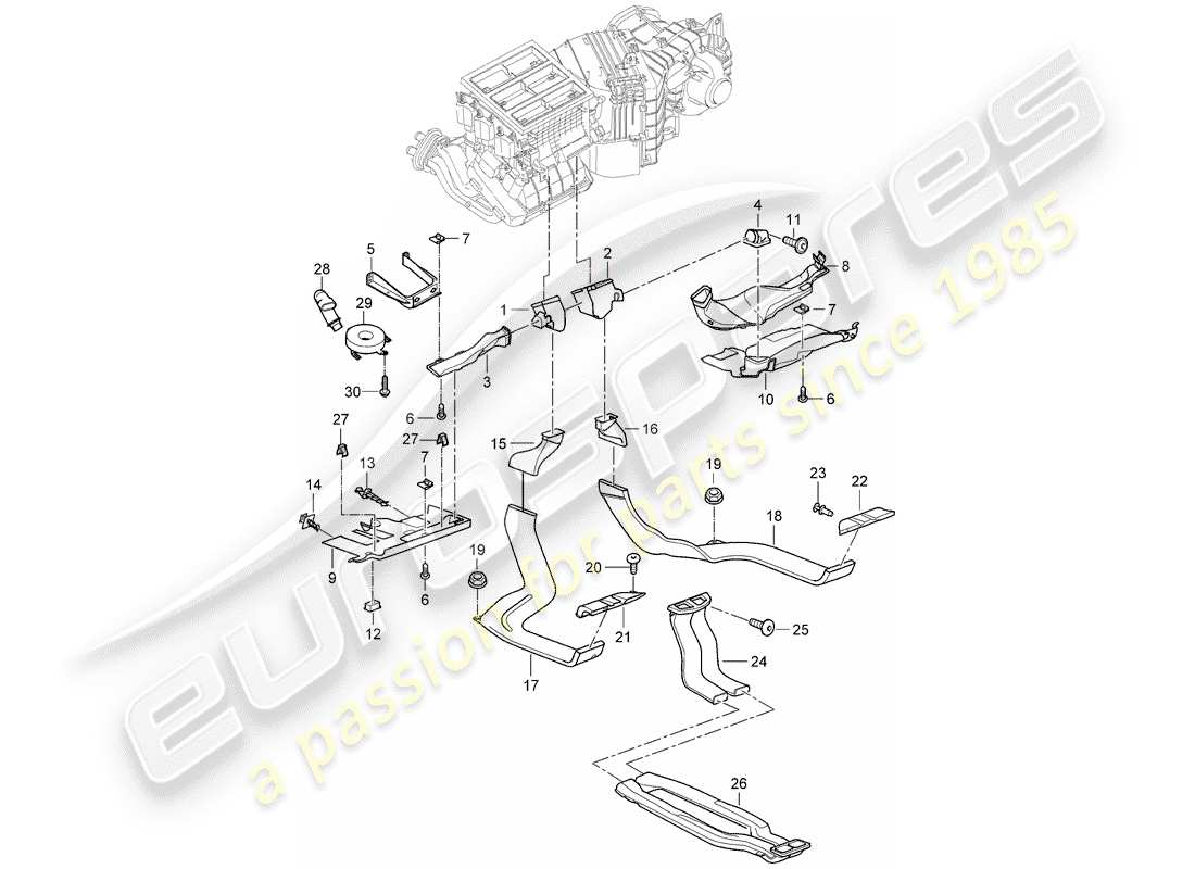 porsche 2006 (cayenne e1 9pa) air distribution housing part diagram
