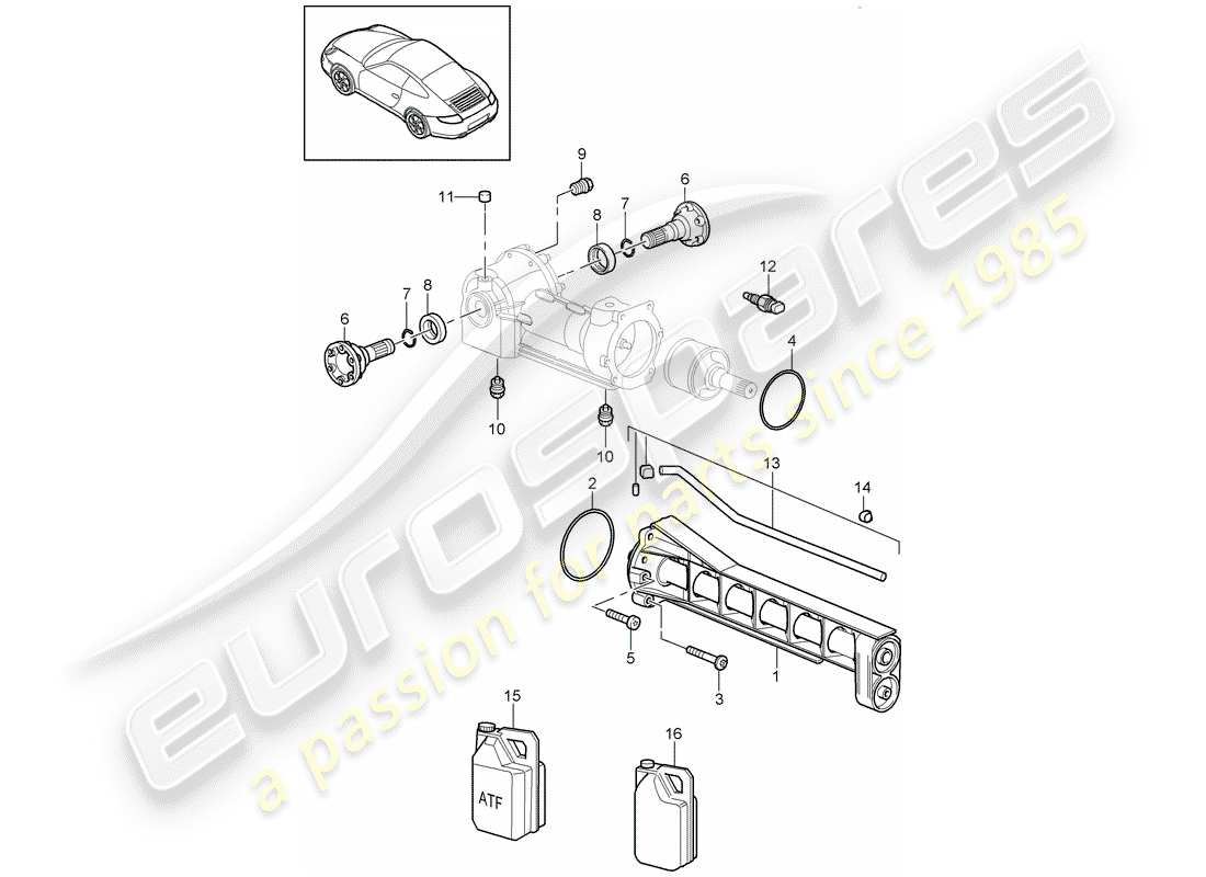 porsche 2012 (997-2) front axle differential parts diagram