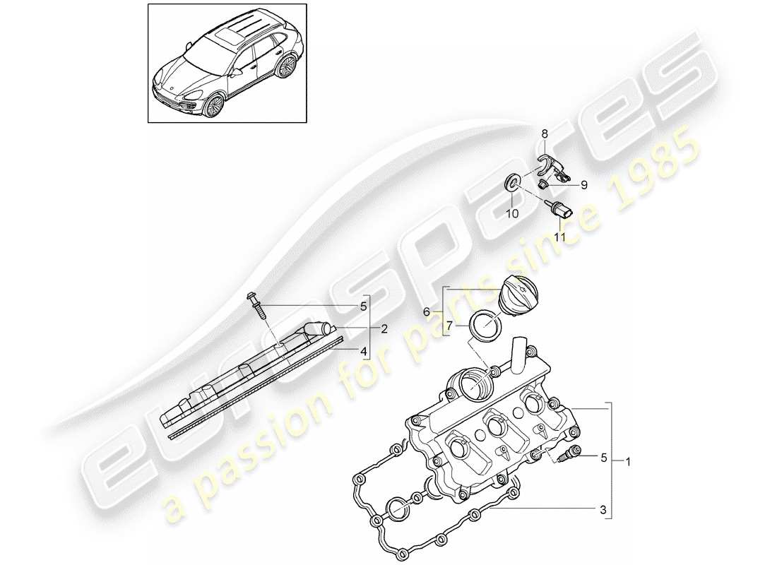 porsche 2018 (cayenne e2 92a) valve cover part diagram