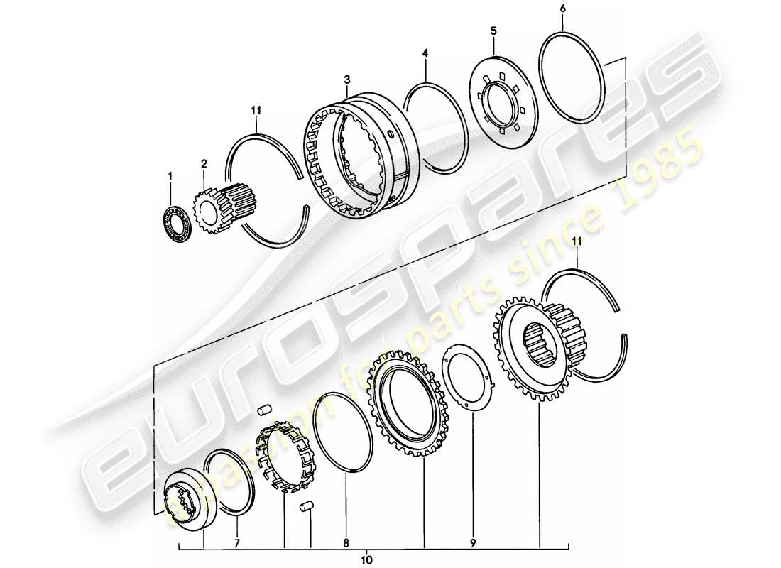 porsche 1986 (928) automatic transmission - freewheel part diagram