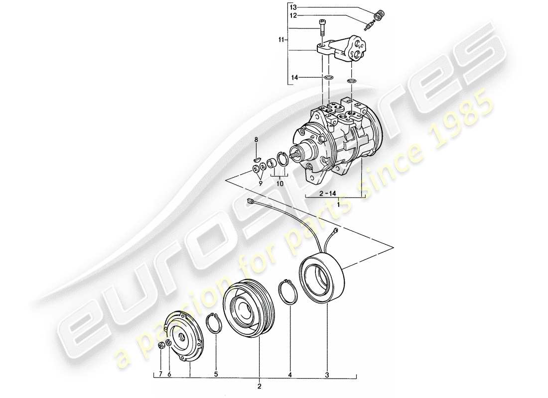porsche 1987 (924s) compressor part diagram