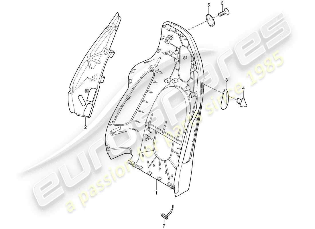 porsche 2007 (997-1 gt3) backrest shell parts diagram