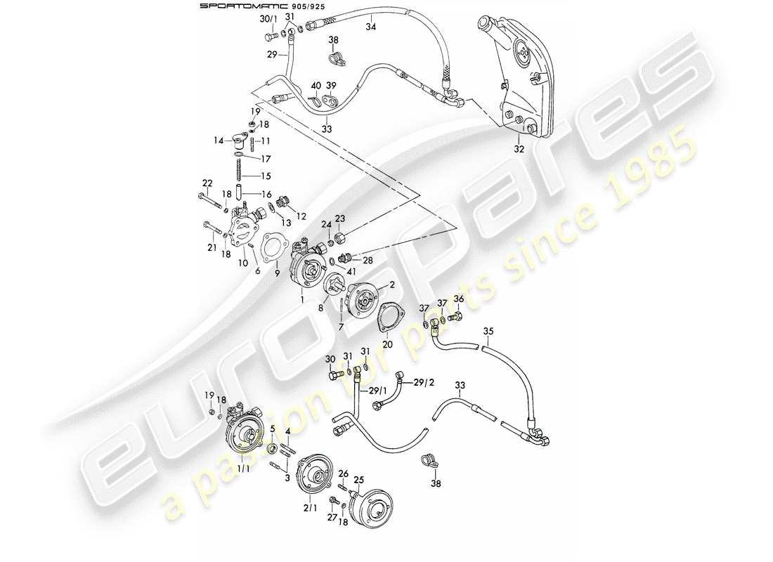 porsche 1971 (911) oil supply - for - torque converter - sportomatic - d - mj 1973>> part diagram