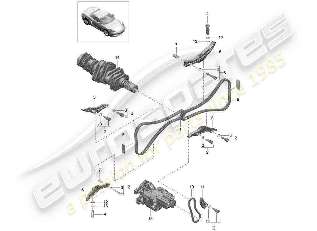 porsche 2018 (718 boxster) timing chain parts diagram