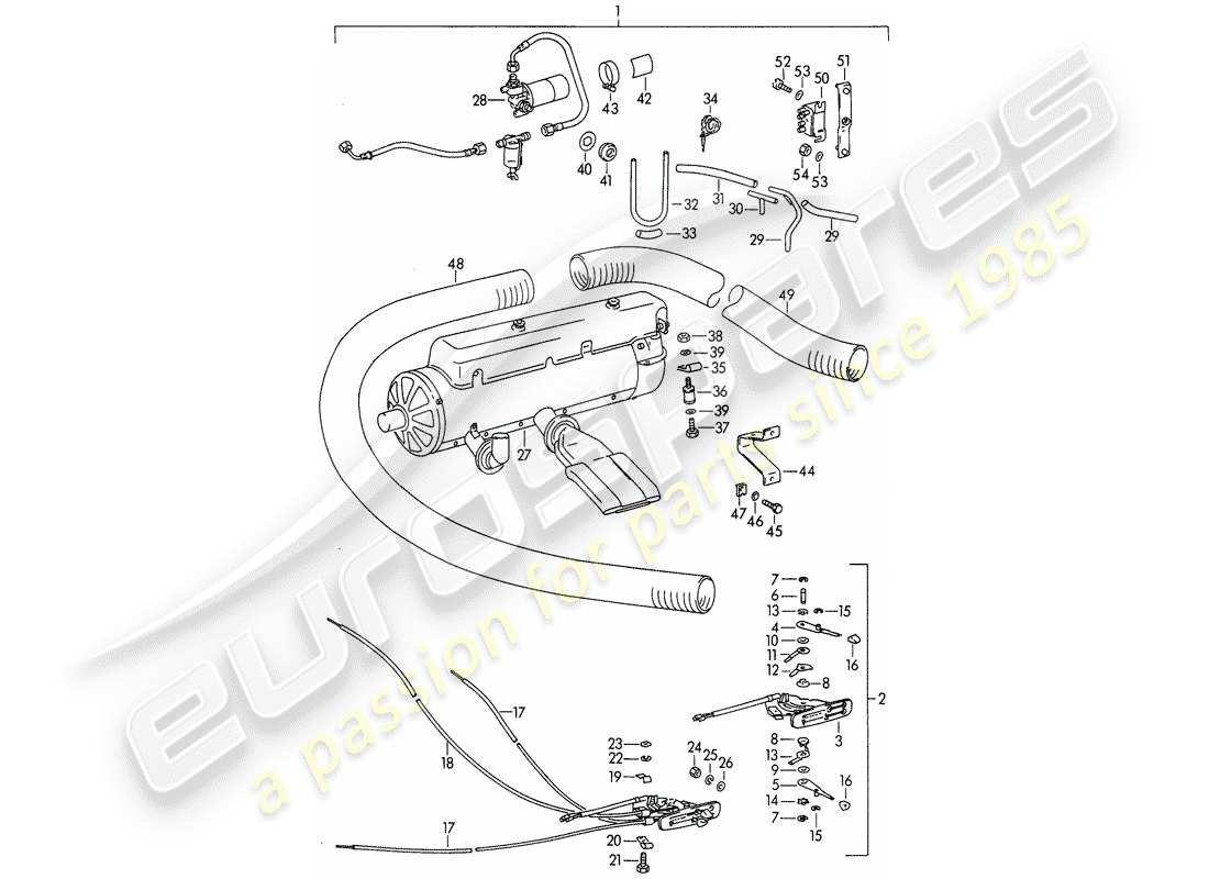 porsche 1964 (356b/356c) heater - - eberspaecher - - bn 4 part diagram