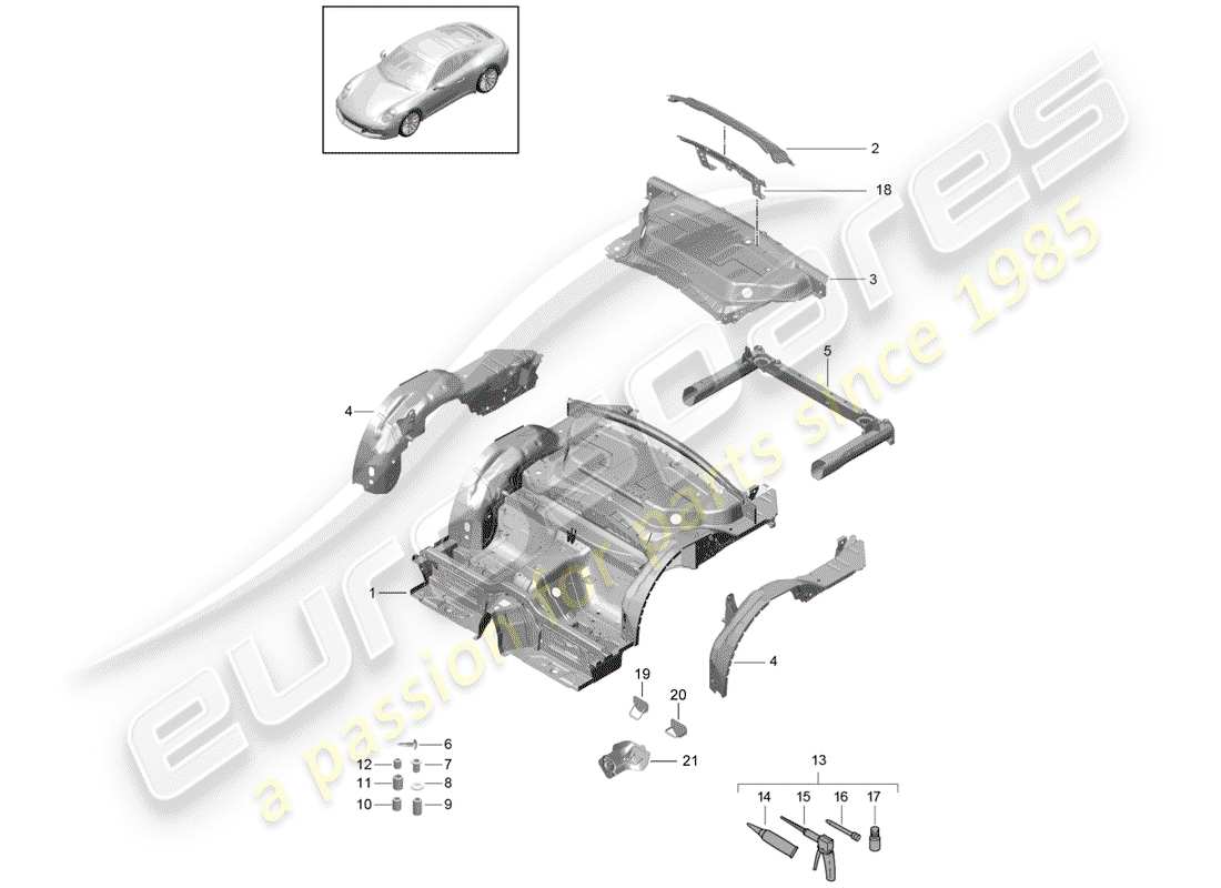 porsche 991 gen. 2 (2020) rear end parts diagram