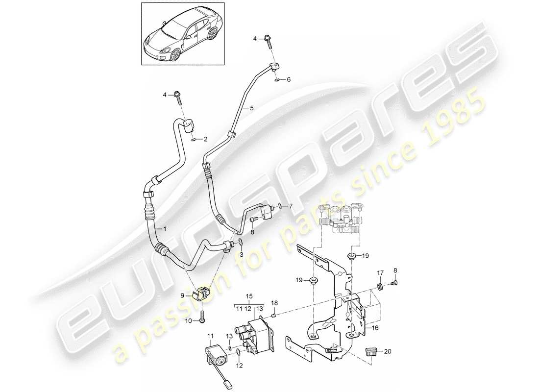 porsche 2014 (panamera 970) refrigerant circuit front battery hybrid evaporator d - mj 2014>> part diagram