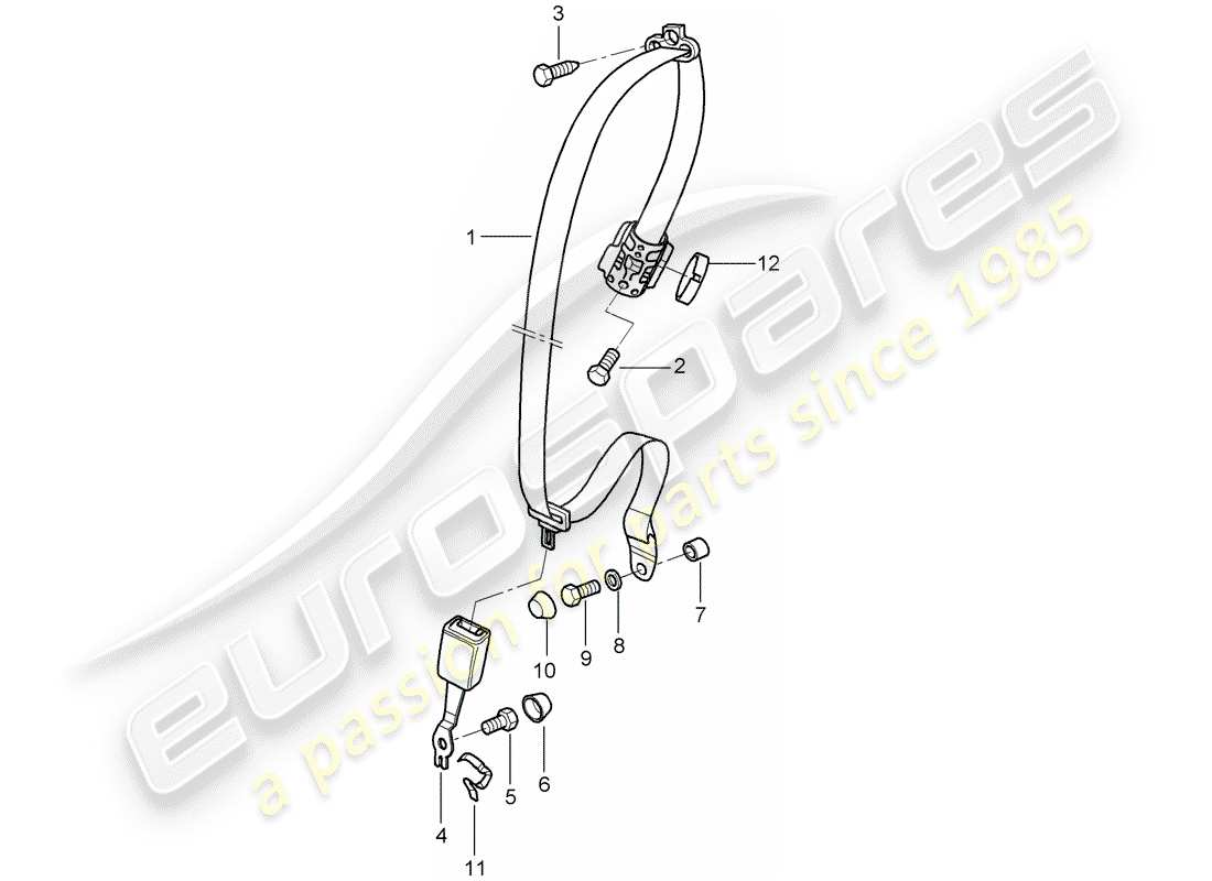 porsche 2008 (997-1) seat belt parts diagram