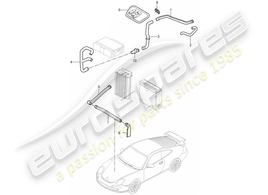 porsche 2007 (997-1 gt3) luggage compartment parts diagram