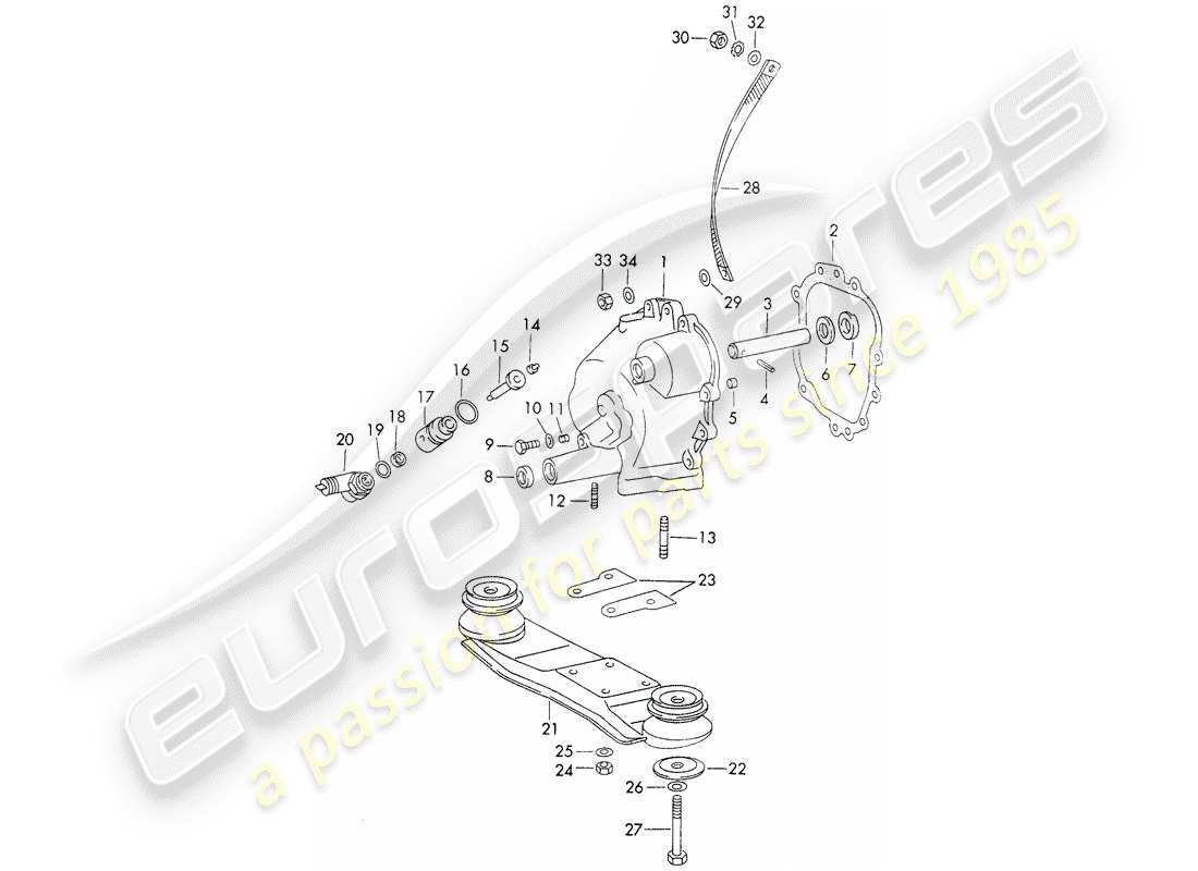 porsche 1970 (911) transmission cover - transmission suspension - die casting - d - mj 1971>> - mj 1971 parts diagram