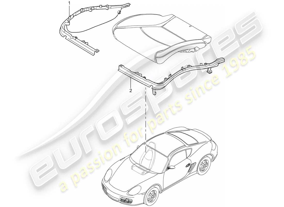 porsche 2008 (987 cayman) frame seat cushion standard seat comfort seat part diagram