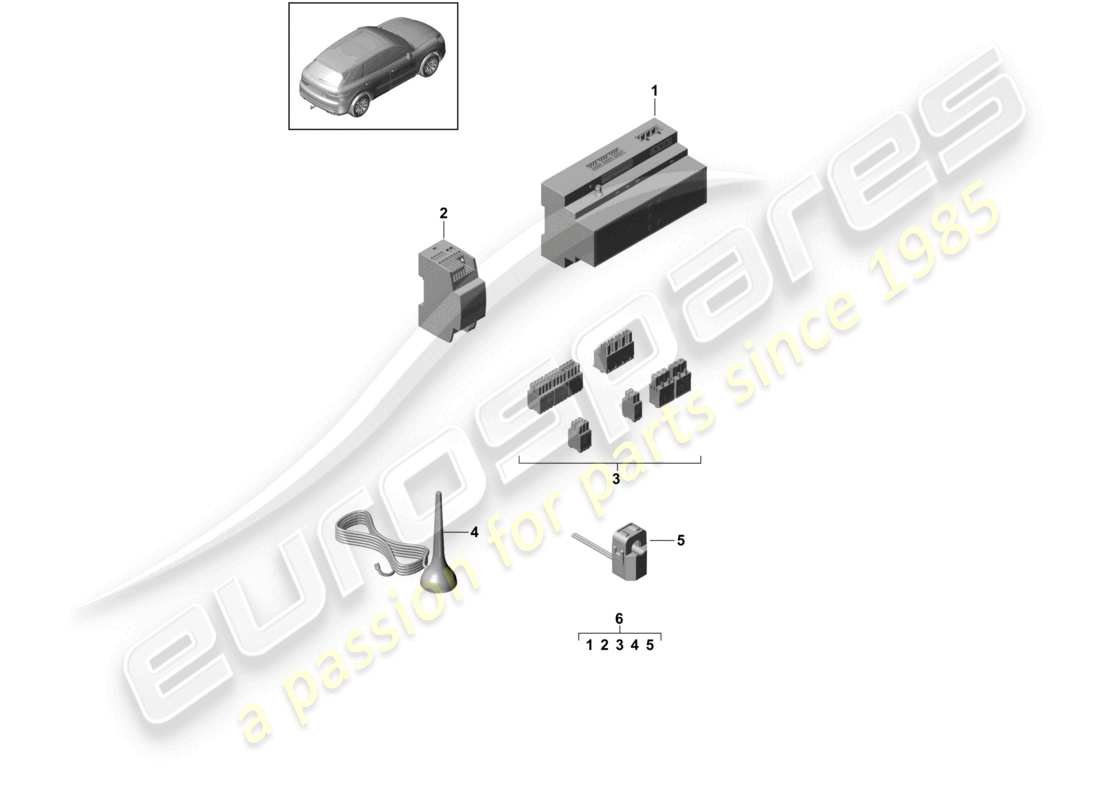 porsche 2019 (cayenne e3 9ya/9yb) home charge manager (hcm) parts diagram