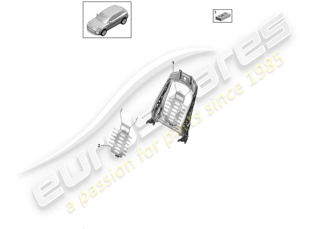 porsche 2020 (macan) backrest frame accessories sundry comfort seat parts diagram
