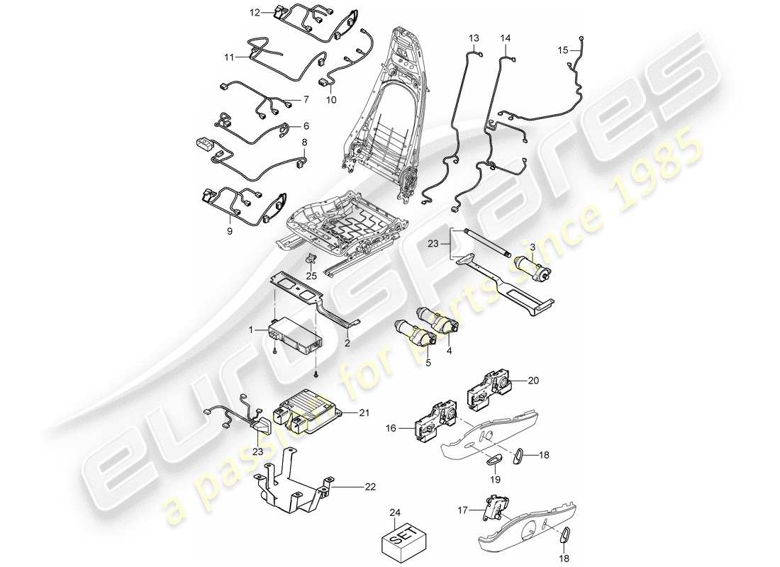 porsche 2011 (987 cayman) wiring looms switch control unit electric motor standard seat comfort seat part diagram
