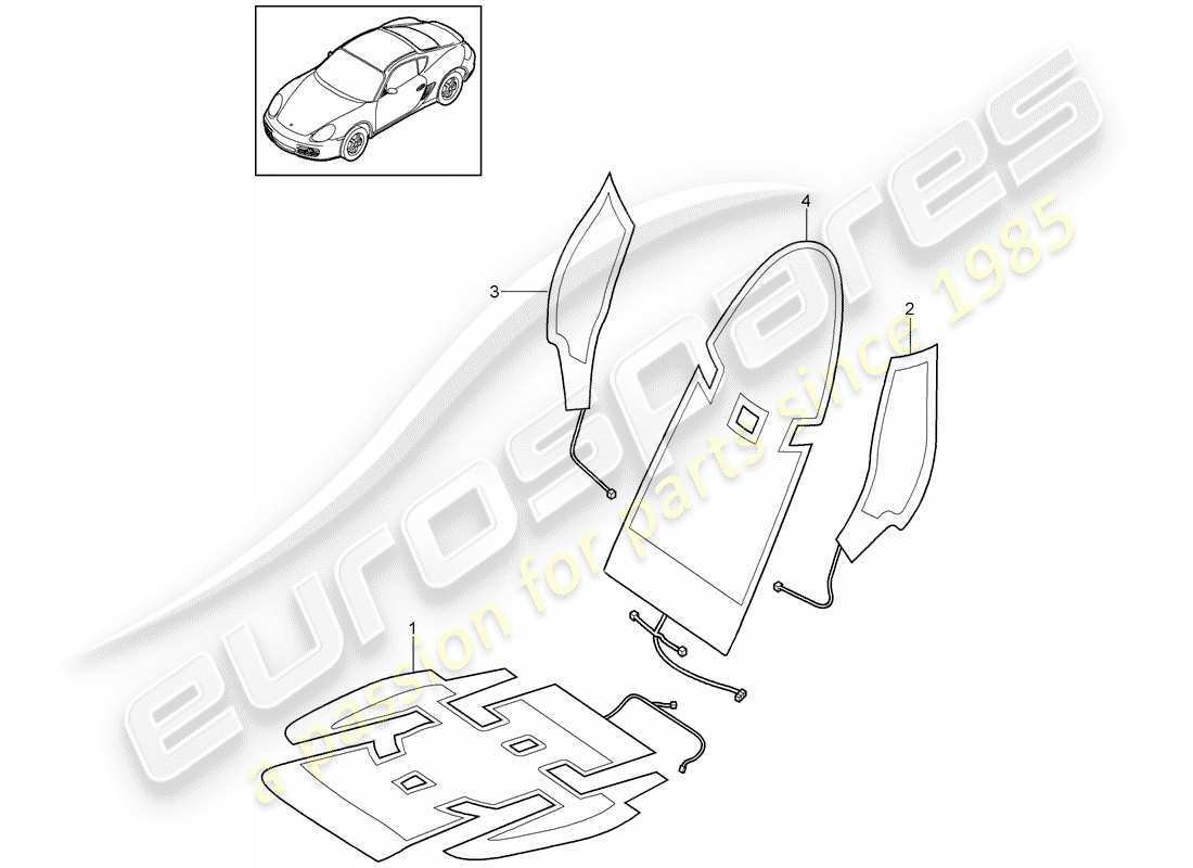 porsche 2012 (987 cayman) heater front seats part diagram