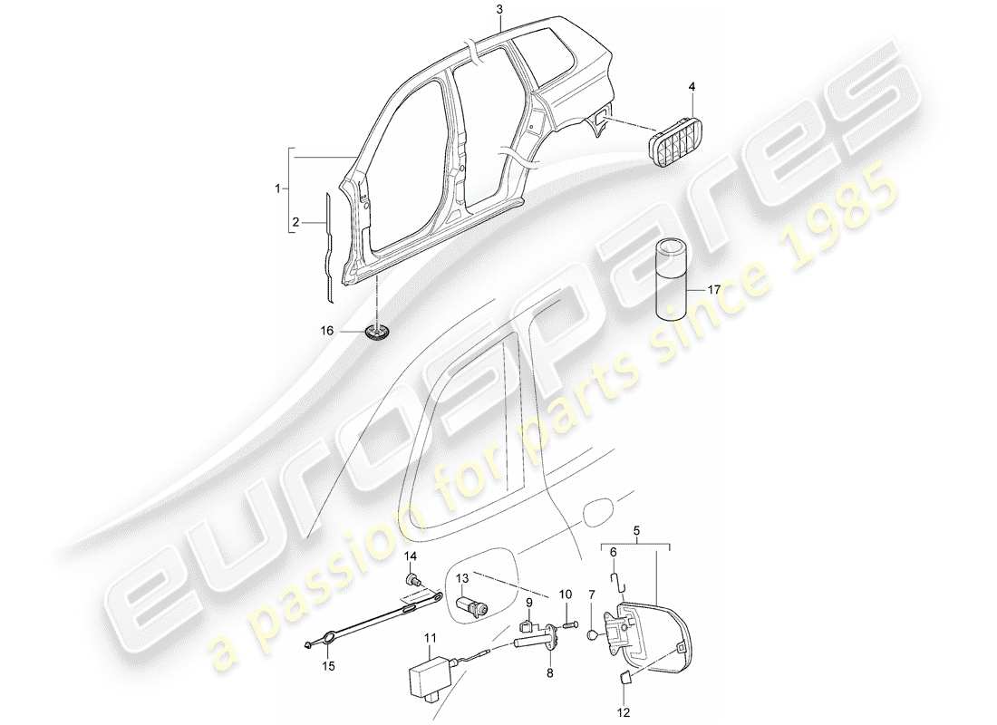 porsche 2005 (cayenne e1 9pa) side part outer part diagram