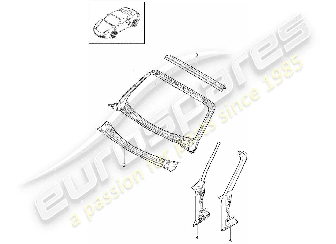 porsche 2010 (987 boxster) scuttle parts diagram