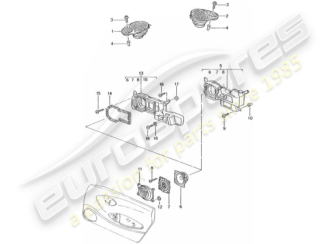 porsche 2001 (996) loudspeaker - loudspeaker - m 680/mj.02- - see main and sub-group: - 9/11/06 part diagram