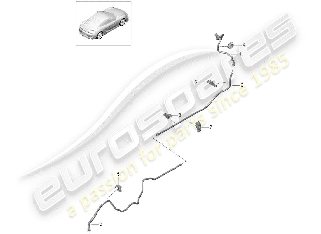 porsche 2016 (981 cayman gt4) vacuum line front brake servo center rear part diagram