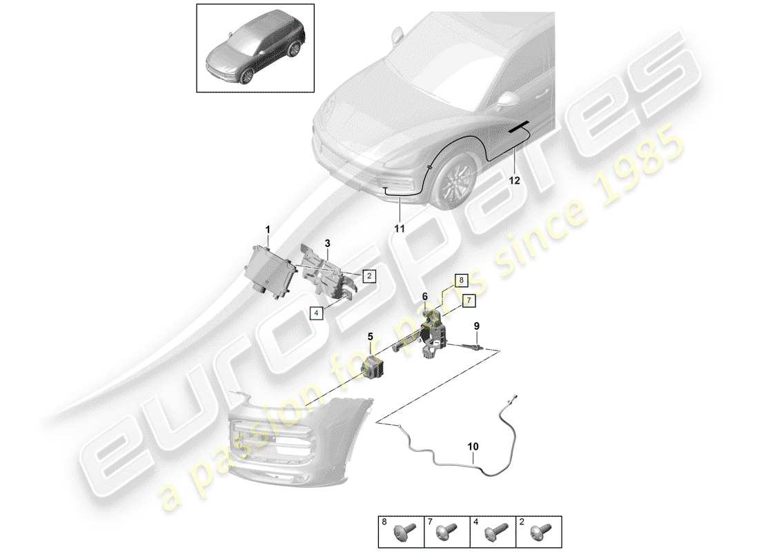 porsche 2019 (cayenne e3 9ya/9yb) individual parts for vehicles with night vision system parts diagram