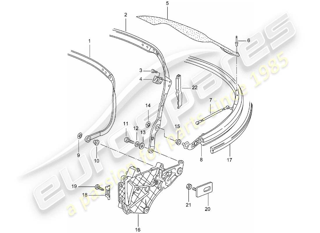 porsche 2000 (996) top frame - single parts part diagram
