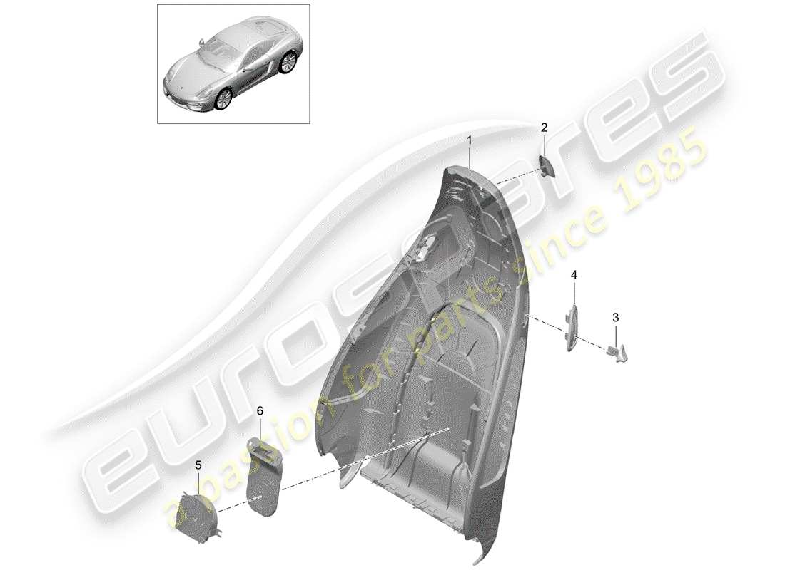 porsche cayman 981 (2014) backrest shell parts diagram