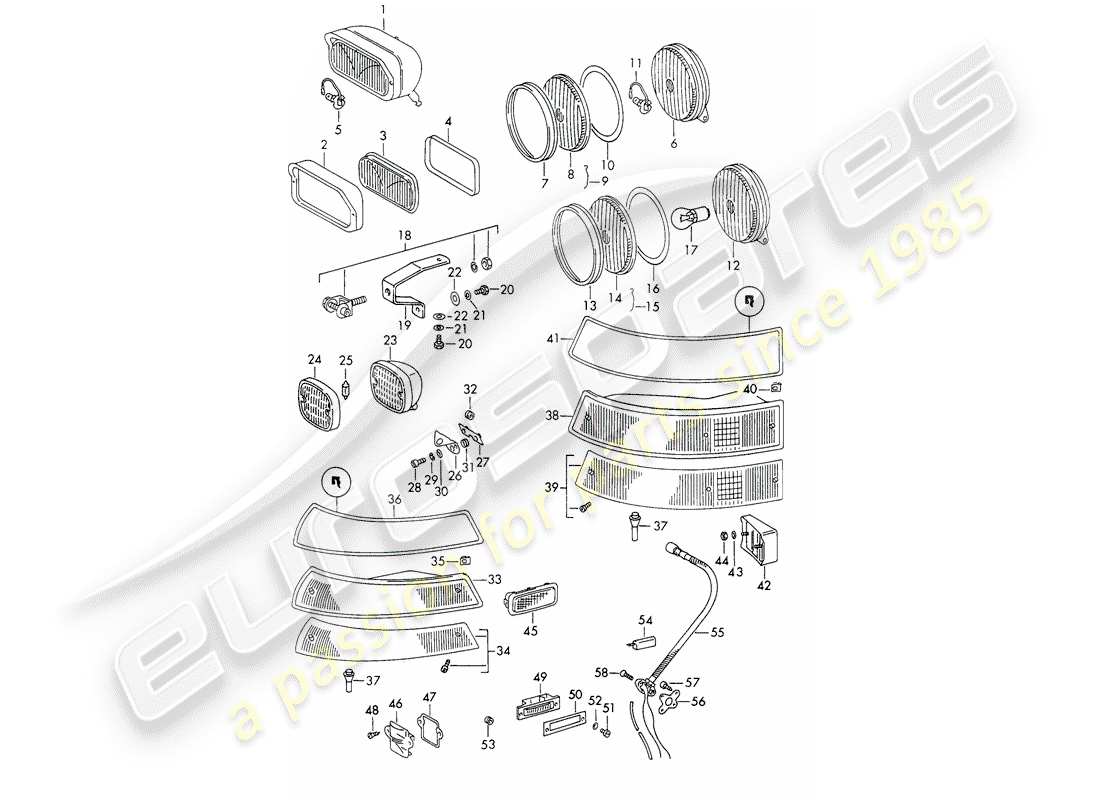 porsche 1968 (911/912) lighting parts diagram