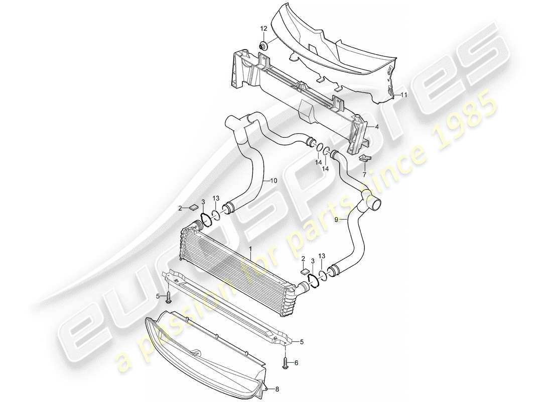 porsche 2009 997-2 turbo / gt2 radiator parts diagram