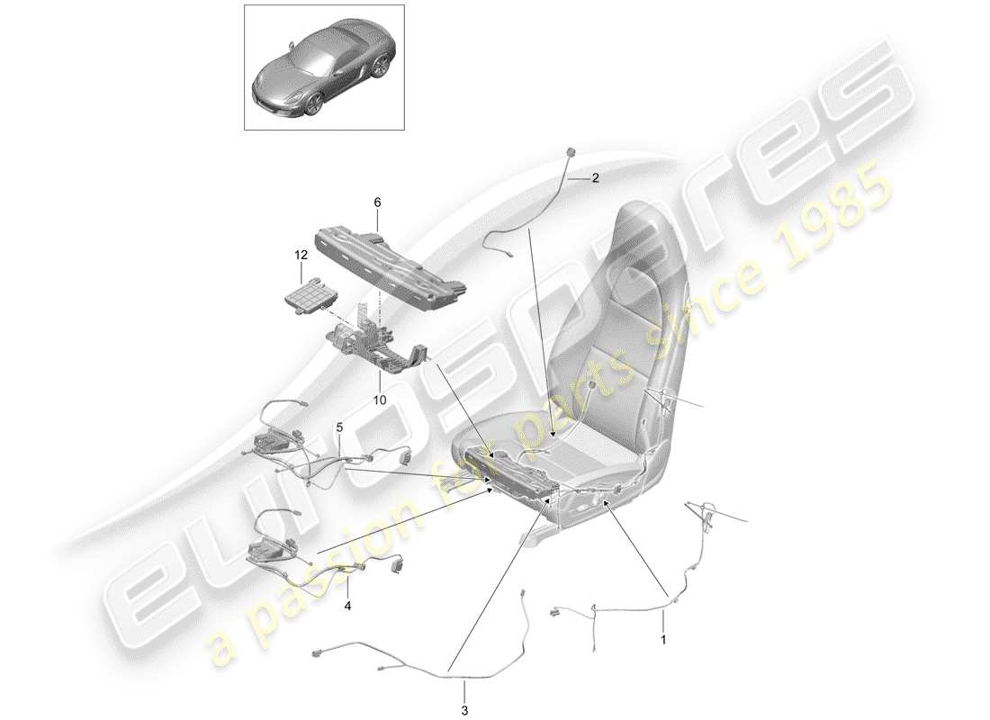 porsche 2012 (981 boxster) wiring looms switch control unit electric motor sports seat d - mj 2012>> parts diagram