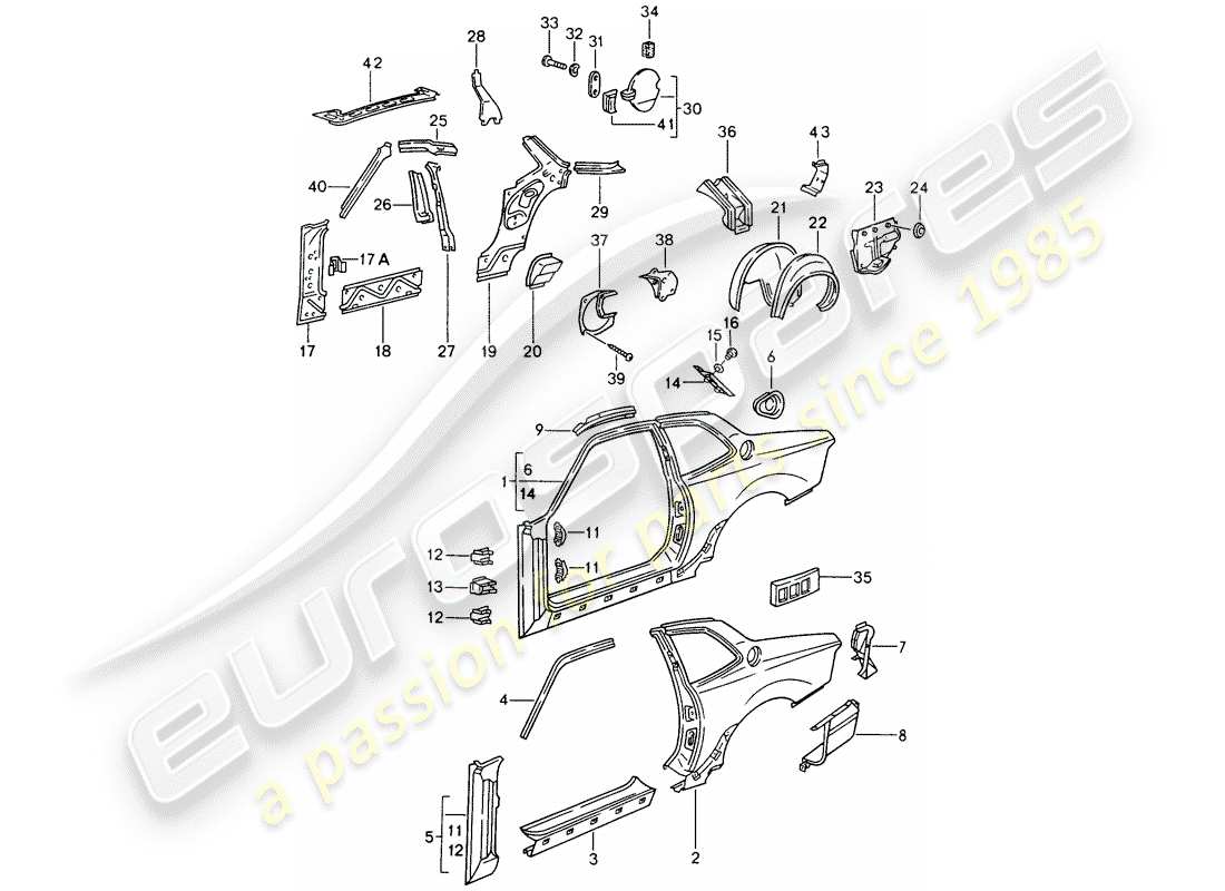 porsche 1993 (968) side panel part diagram