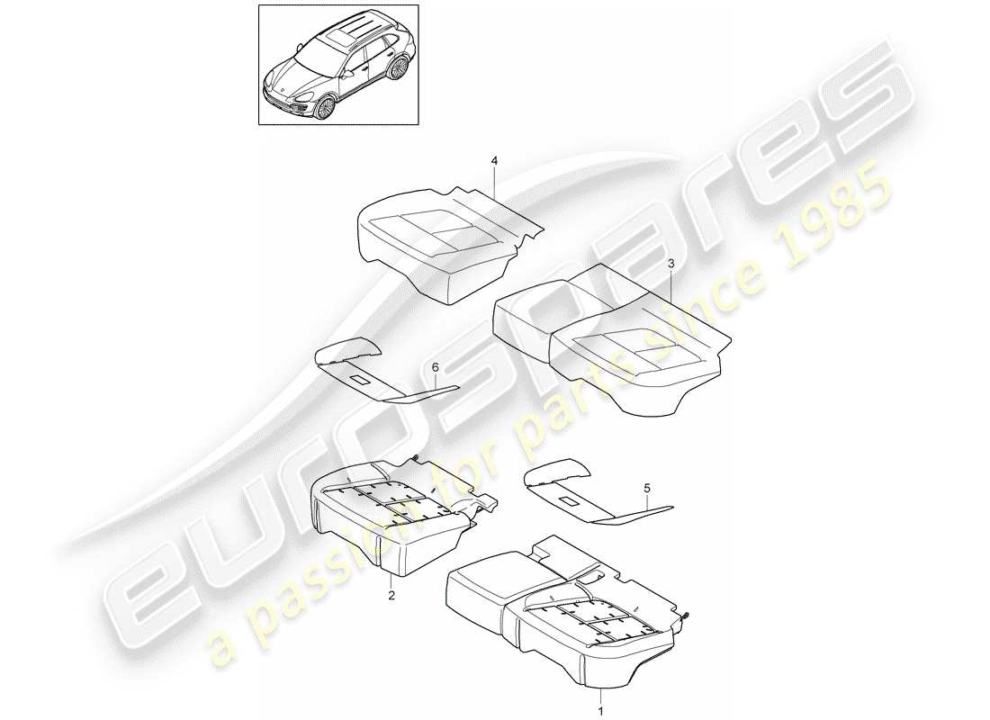 porsche 2012 (cayenne e2 92a) seat cushion rear comfort seat foam part seat covers heater element-seat part diagram